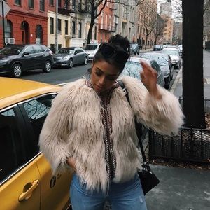 Fuzzy zara faux fur coat